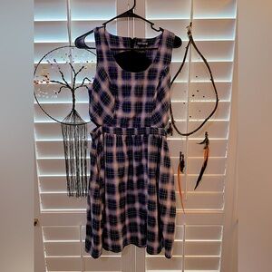 Purple Plaid Hot Topic Dress with Cut Outs